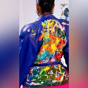 Hand Painted Vintage Leather Jacket